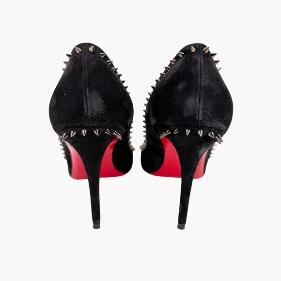 Christian Louboutin Anjalina 85 Black Suede Spike Pumps Heels Size 40.5 US 10.5 - Picture 7 of 15